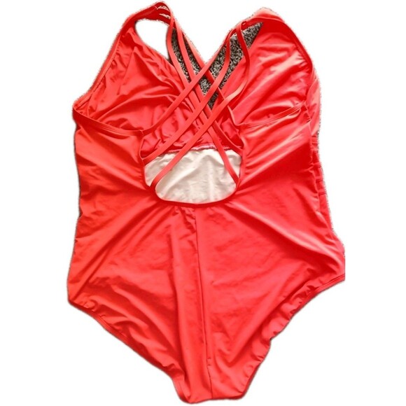 LA BLANCA Island Goddess One Piece Swimsuit 22W Orange Multi-Strap Cross-Back - Picture 2 of 5